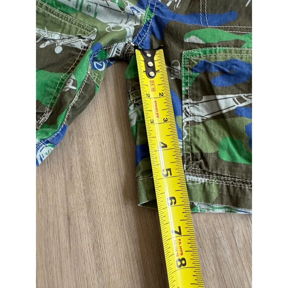 Mini Boden Boys Camo Airplane Cargo Shorts Green Blue Size 3Y‎ Elastic Waist